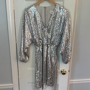 Anthropologie Silver Sequin Dress